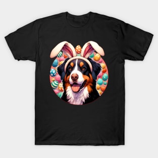 Easter Joy with Entlebucher Mountain Dog in Bunny Ears T-Shirt